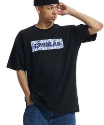 クリームソーダラップ ペイズリー ボックス 半袖Tシャツ ブラック ホワイト
