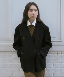 HOWUS（ホワス）の「HAND SHAWL DOUBLE JACKET (BLACK)（ダッフルコート）」