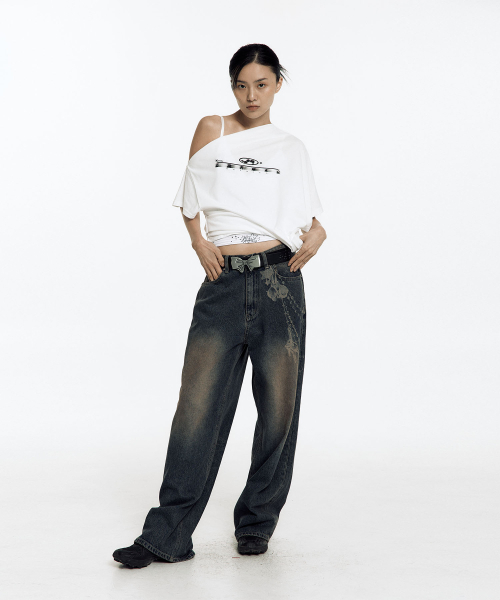 siroko　GB 5.7月分 Chain Wide Denim Pants Rusty Blue（デニムパンツ）｜KASHIKO（カシコ