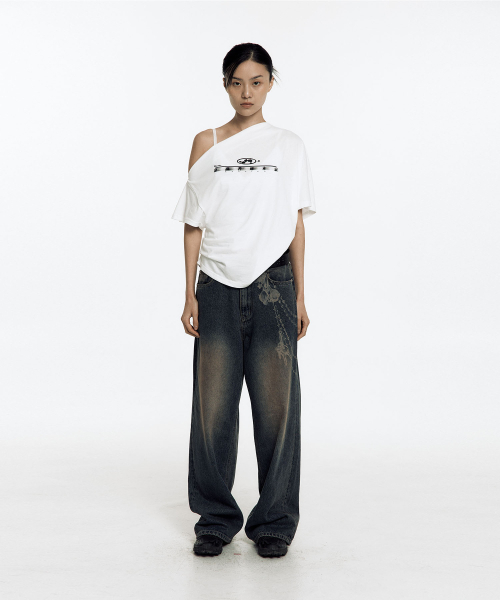 KASHIKO(カシコ)の「Chain Wide Denim Pants Rusty Blue(デニムパンツ・レディース・その他・SMALL/MEDIUM)」の4枚目の写真