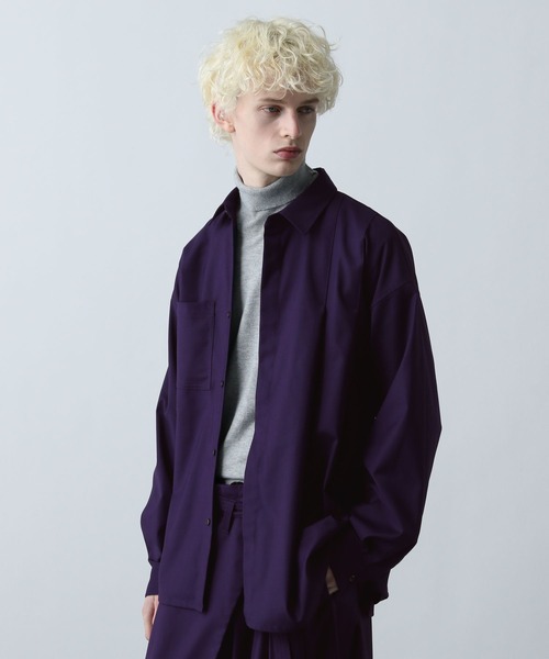 HARE（ハレ）の「【SET UP対応】YOSEレザーベルトシャツ(HARE)（シャツ/ブラウス・メンズ・パープル/グレー系その他/ブラック・FREE）」の16枚目の写真