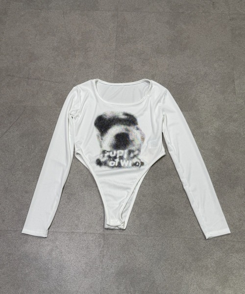 lilful(リルフル)の「【26年春夏新作】ぼかしプリント ボディースーツトップス(Tシャツ/カットソー・レディース・ホワイト・S/M)」の5枚目の写真