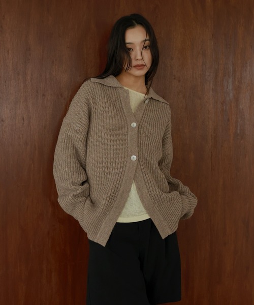 セール】襟付きポロニットカーディガン（ニット/セーター）｜hellam