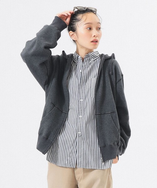 BEAMS BOY（ビームスボーイ）の「レトロ フィット ジップ フーディー（パーカー・レディース・サックスブルー/ナチュラル/チャコールグレー・1/2）」の11枚目の写真