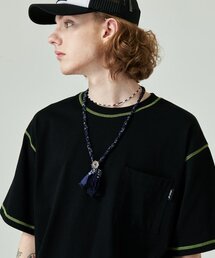 GOSTREET（ゴーストリート）の「ガイルッパ 配色ステッチ 半袖Tシャツ ブラック（Tシャツ/カットソー）」