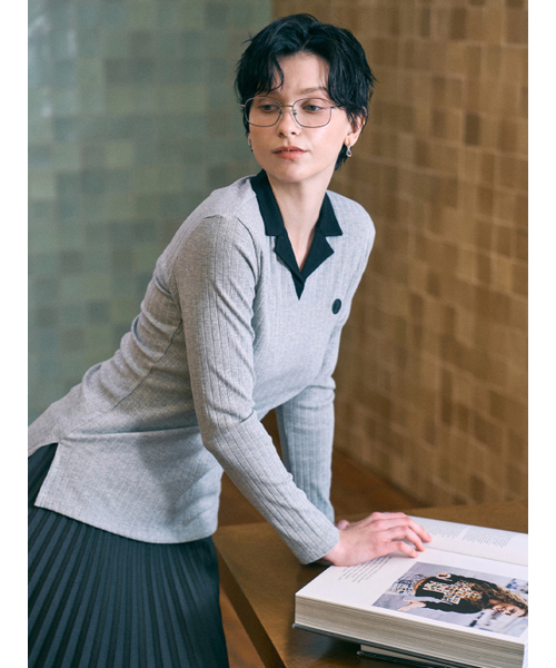 BERMUDAGRASS（バミューダグラス）の「オープンカラー配色ゴルジTシャツ-GREY（ポロシャツ・レディース・その他・SMALL/MEDIUM）」の4枚目の写真