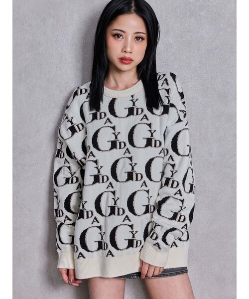 GYDA（ジェイダ）の「GYDA PATTERN ニットトップス（ニット/セーター・レディース・グレー/オフホワイト/ブラック・FREE）」の10枚目の写真