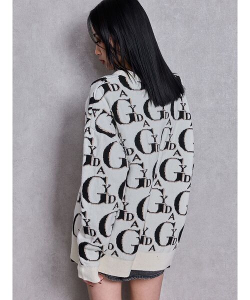 GYDA（ジェイダ）の「GYDA PATTERN ニットトップス（ニット/セーター・レディース・グレー/オフホワイト/ブラック・FREE）」の4枚目の写真
