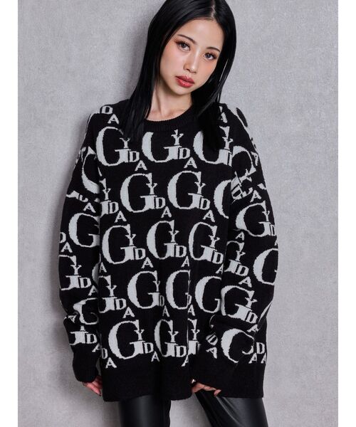 GYDA（ジェイダ）の「GYDA PATTERN ニットトップス（ニット/セーター・レディース・グレー/オフホワイト/ブラック・FREE）」の8枚目の写真