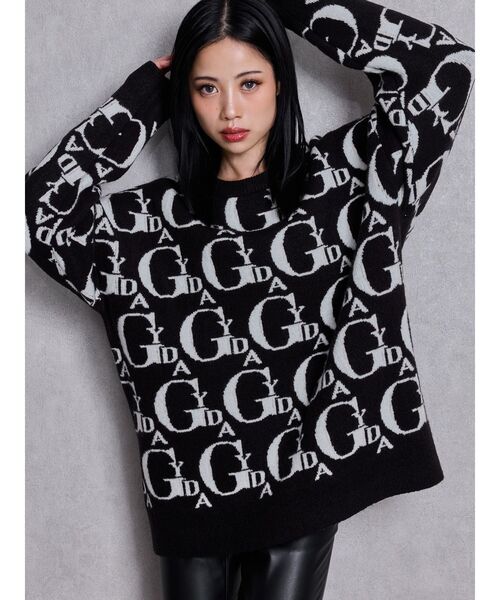 GYDA（ジェイダ）の「GYDA PATTERN ニットトップス（ニット/セーター・レディース・グレー/オフホワイト/ブラック・FREE）」の11枚目の写真