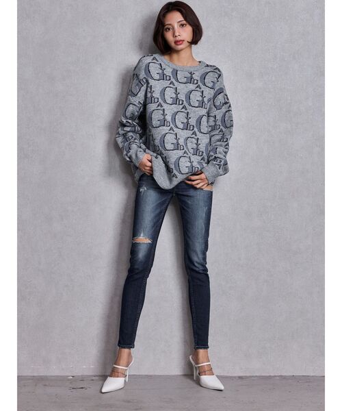 GYDA（ジェイダ）の「GYDA PATTERN ニットトップス（ニット/セーター・レディース・グレー/オフホワイト/ブラック・FREE）」の17枚目の写真