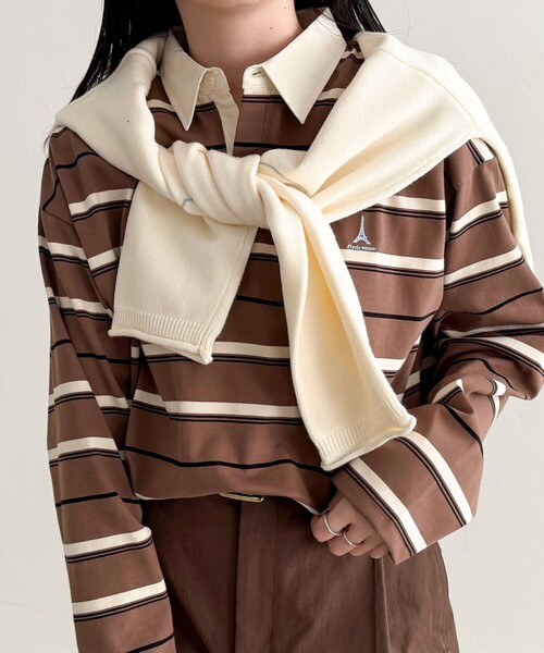 fredy emue（フレディエミュ）の「マルチボーダーラガーロンTシャツ（Tシャツ/カットソー・レディース・ブラウン系その他/グレー系その他/ピンク系その他・38）」の2枚目の写真