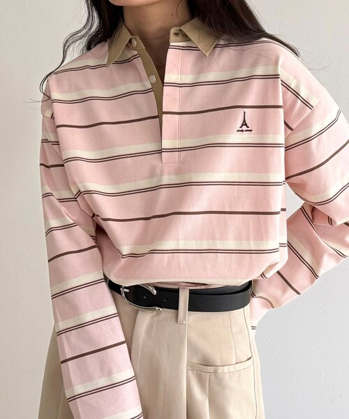 fredy emue（フレディエミュ）の「マルチボーダーラガーロンTシャツ（Tシャツ/カットソー・レディース・ブラウン系その他/グレー系その他/ピンク系その他・38）」の3枚目の写真