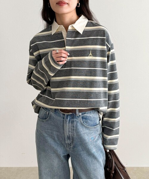 fredy emue（フレディエミュ）の「マルチボーダーラガーロンTシャツ（Tシャツ/カットソー・レディース・ブラウン系その他/グレー系その他/ピンク系その他・38）」の5枚目の写真