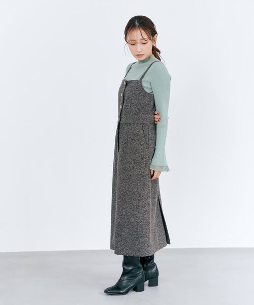 COHINA(コヒナ)の「ゴールドボタンツイードジャンパースカート 【低身長・小柄女性】(ジャンパースカート・レディース・ホワイト/ブラック・REGULAR/SHORT)」の3枚目の写真