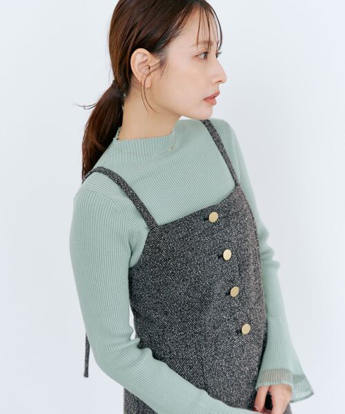 COHINA(コヒナ)の「ゴールドボタンツイードジャンパースカート 【低身長・小柄女性】(ジャンパースカート・レディース・ホワイト/ブラック・REGULAR/SHORT)」の5枚目の写真