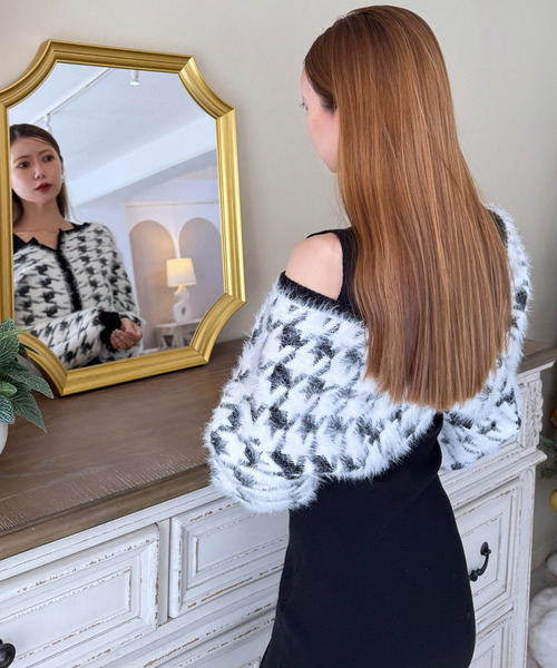 ROYAL PARTY(ロイヤルパーティー)の「2way千鳥シャギーアンサンブルニットミニワンピース(ワンピース・レディース・グレー/ブラック/ピンク・FREE)」の16枚目の写真