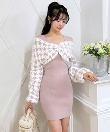 ROYAL PARTY | 2way千鳥シャギーアンサンブルニットミニワンピース(ワンピース)