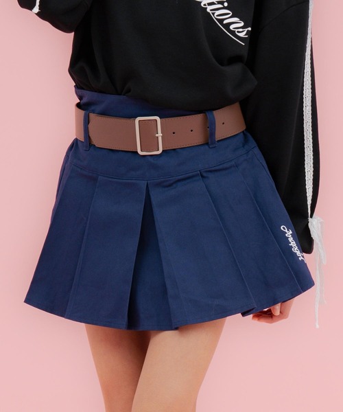 ANAP GｉRL（アナップガール）の「ベルト付プリーツスカート（スカート・キッズ・ネイビー/ブラック/グレー・XS/S/M）」の3枚目の写真