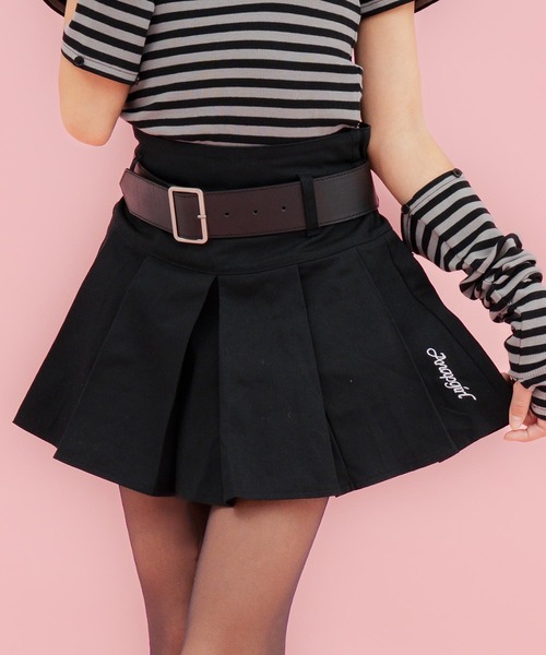 ANAP GｉRL（アナップガール）の「ベルト付プリーツスカート（スカート・キッズ・ネイビー/ブラック/グレー・XS/S/M）」の2枚目の写真