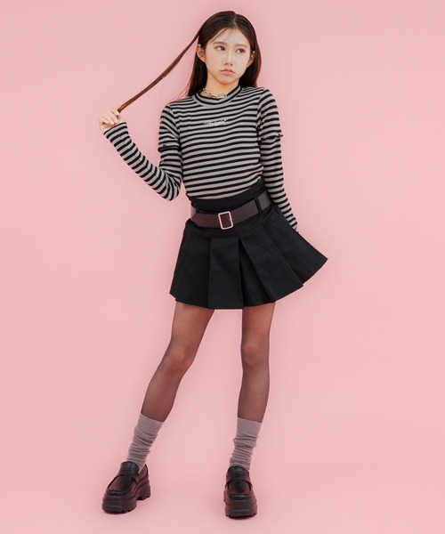 ANAP GｉRL（アナップガール）の「ベルト付プリーツスカート（スカート・キッズ・ネイビー/ブラック/グレー・XS/S/M）」の6枚目の写真