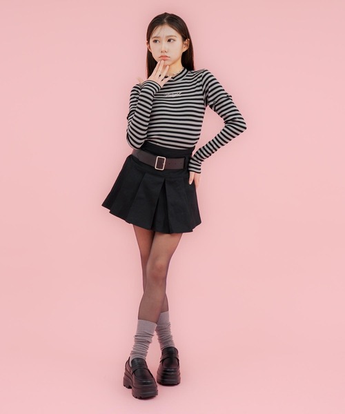 ANAP GｉRL（アナップガール）の「ベルト付プリーツスカート（スカート・キッズ・ネイビー/ブラック/グレー・XS/S/M）」の7枚目の写真