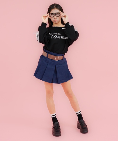 ANAP GｉRL（アナップガール）の「ベルト付プリーツスカート（スカート・キッズ・ネイビー/ブラック/グレー・XS/S/M）」の19枚目の写真