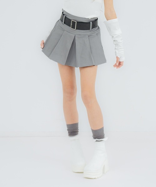 ANAP GｉRL（アナップガール）の「ベルト付プリーツスカート（スカート・キッズ・ネイビー/ブラック/グレー・XS/S/M）」の8枚目の写真