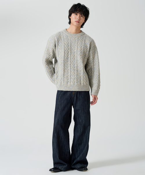 OWSA(オウサ)の「ストライプ生地デニムパンツ(デニムパンツ・メンズ・ブルー系その他・LARGE/X-LARGE)」の2枚目の写真