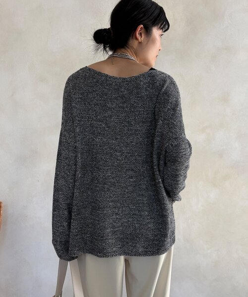 DouDou（ドゥドゥ）の「マーブルヤーン前後2WAYカノコ編みプルオーバー（ニット/セーター・レディース・ブラック/ベージュ/グレー・FREE）」の12枚目の写真