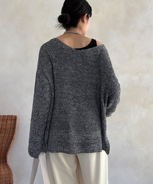 DouDou（ドゥドゥ）の「マーブルヤーン前後2WAYカノコ編みプルオーバー（ニット/セーター・レディース・ブラック/ベージュ/グレー・FREE）」の13枚目の写真