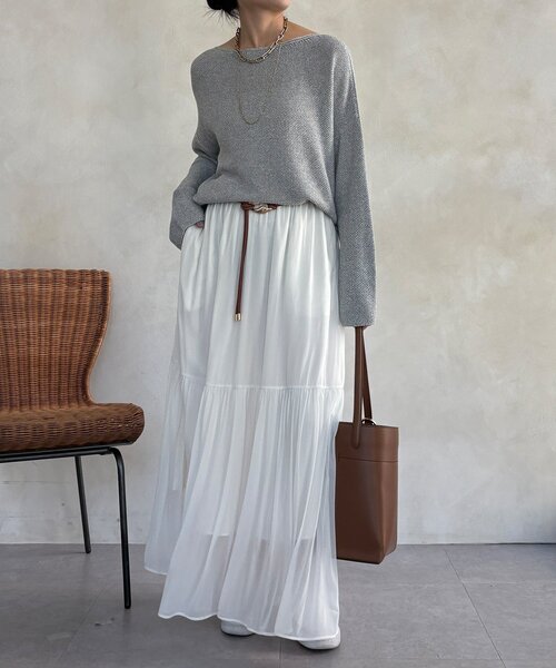 DouDou（ドゥドゥ）の「マーブルヤーン前後2WAYカノコ編みプルオーバー（ニット/セーター・レディース・ブラック/ベージュ/グレー・FREE）」の15枚目の写真