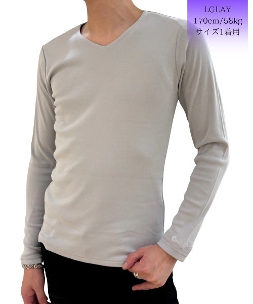 COOK JEANS(クックジーンズ)の「CKJS フライス長袖Tシャツ(Tシャツ/カットソー・メンズ・ブラック/オフホワイト/ライトグレー系/ネイビー系・MEDIUM/LARGE/X-LARGE)」の3枚目の写真