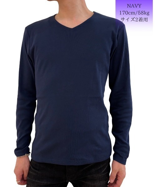 COOK JEANS(クックジーンズ)の「CKJS フライス長袖Tシャツ(Tシャツ/カットソー・メンズ・ブラック/オフホワイト/ライトグレー系/ネイビー系・MEDIUM/LARGE/X-LARGE)」の4枚目の写真
