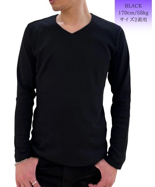 COOK JEANS(クックジーンズ)の「CKJS フライス長袖Tシャツ(Tシャツ/カットソー・メンズ・ブラック/オフホワイト/ライトグレー系/ネイビー系・MEDIUM/LARGE/X-LARGE)」の2枚目の写真