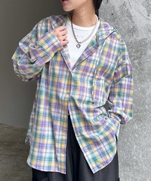 PAGEBOY | シアーチェックフードシャツ / フード付きシャツ(シャツ/ブラウス)