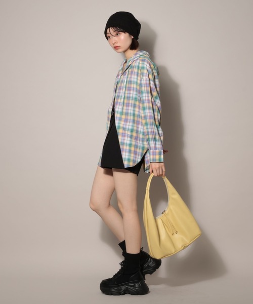 PAGEBOY（ページボーイ）の「シアーチェックフードシャツ（シャツ/ブラウス・レディース・イエロー/ブルー/ブラック・FREE）」の22枚目の写真