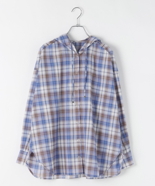 PAGEBOY（ページボーイ）の「シアーチェックフードシャツ（シャツ/ブラウス・レディース・イエロー/ブルー/ブラック・FREE）」の7枚目の写真