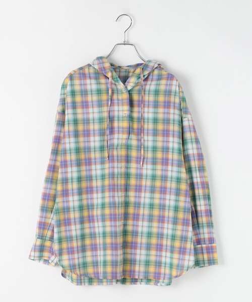 PAGEBOY（ページボーイ）の「シアーチェックフードシャツ（シャツ/ブラウス・レディース・イエロー/ブルー/ブラック・FREE）」の5枚目の写真