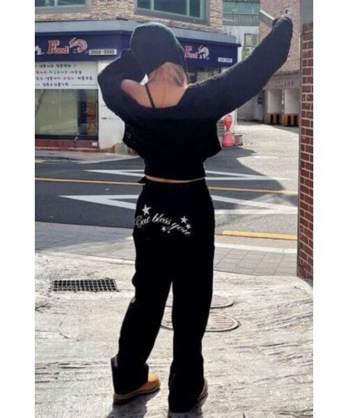 ITZAVIBE(イッザバイブ)の「LETTERING CHINO PANTS - BLACK(その他パンツ・レディース・その他・ONE SIZE)」の3枚目の写真
