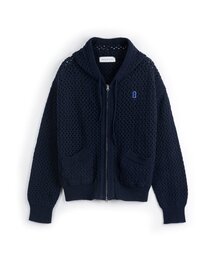 SECONDMONO（セカンドモノローグ）の「キーホールパンチングフード集業ニットネイビーSEJK007NAVY（カーディガン/ボレロ）」
