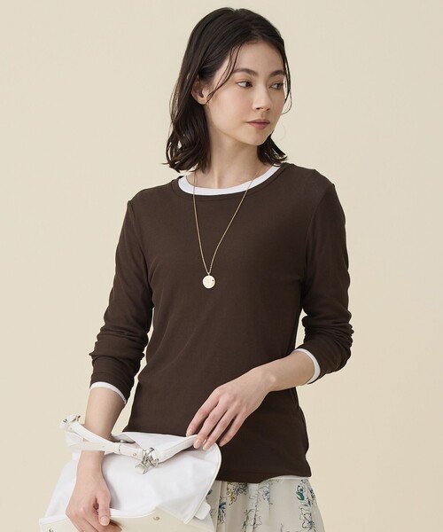 自由区(ジユウク)の「レイヤリングシアーインナー カットソー(Tシャツ/カットソー・レディース・アイボリー系/ダークブラウン系/ブラック系/サックスブルー系・46/44)」の3枚目の写真