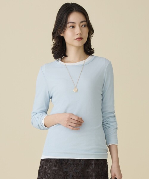 自由区(ジユウク)の「レイヤリングシアーインナー カットソー(Tシャツ/カットソー・レディース・アイボリー系/ダークブラウン系/ブラック系/サックスブルー系・46/44)」の4枚目の写真