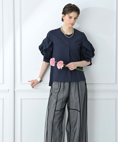 Anside（アンサイド）の「裏毛×チュールレイヤードパンツ（その他パンツ・レディース・ブラック/グレー・M）」の6枚目の写真