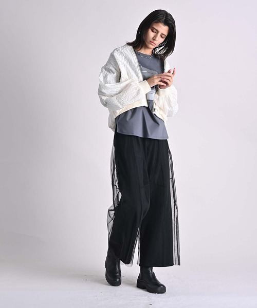 Anside（アンサイド）の「裏毛×チュールレイヤードパンツ（その他パンツ・レディース・ブラック/グレー・M）」の14枚目の写真