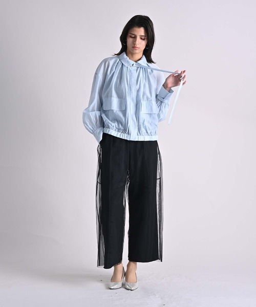 Anside（アンサイド）の「裏毛×チュールレイヤードパンツ（その他パンツ・レディース・ブラック/グレー・M）」の11枚目の写真