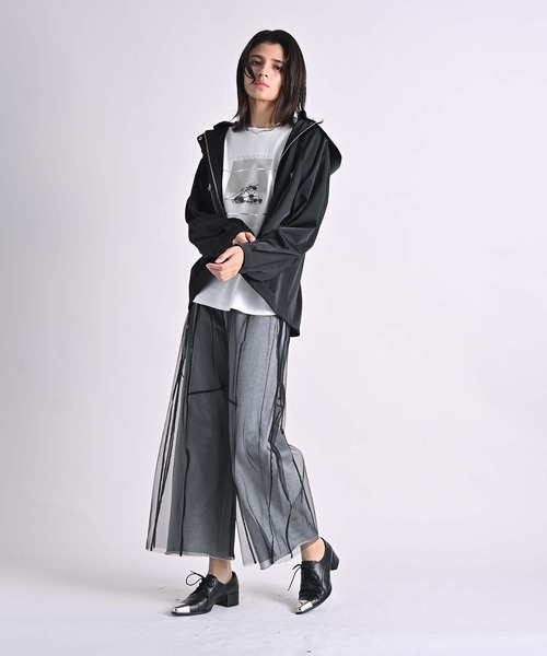 Anside（アンサイド）の「裏毛×チュールレイヤードパンツ（その他パンツ・レディース・ブラック/グレー・M）」の19枚目の写真