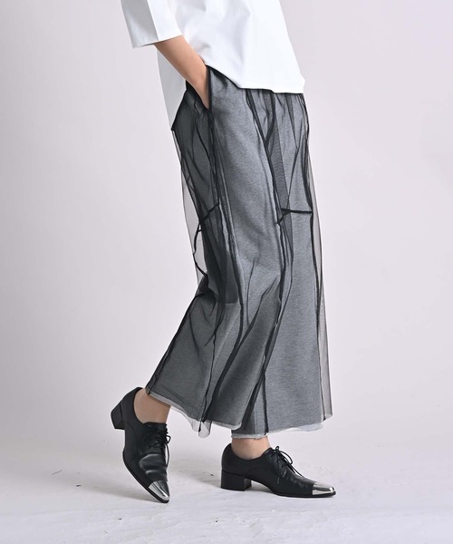 Anside（アンサイド）の「裏毛×チュールレイヤードパンツ（その他パンツ・レディース・ブラック/グレー・M）」の21枚目の写真