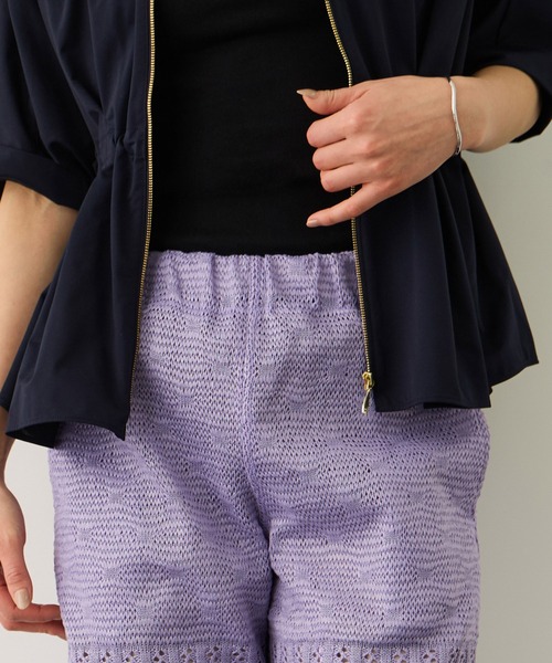 Coohem(コーヘン)の「【COOHEM】SUKASHI EMBOSSED KNIT PANTS/セットアップ対応・イージーケア(その他パンツ・レディース・ラベンダー/キナリ・FREE)」の4枚目の写真