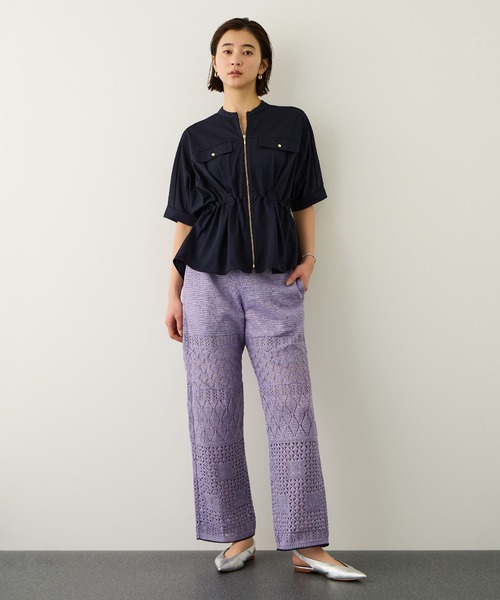 Coohem(コーヘン)の「【COOHEM】SUKASHI EMBOSSED KNIT PANTS/セットアップ対応・イージーケア(その他パンツ・レディース・ラベンダー/キナリ・FREE)」の5枚目の写真